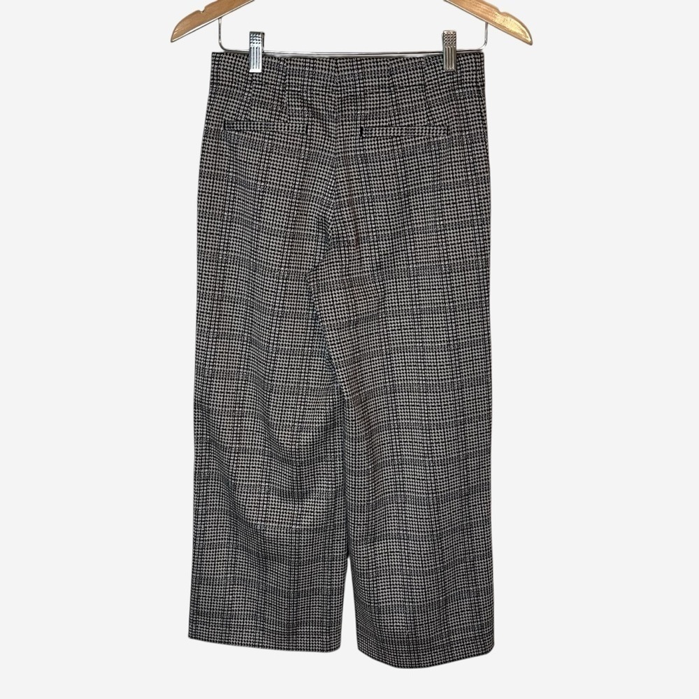 LOFT Ankle Pants XSP Wide Leg Shimmer Plaid Black Gray Pull-On Elastic Waist NEW - Picture 4 of 11